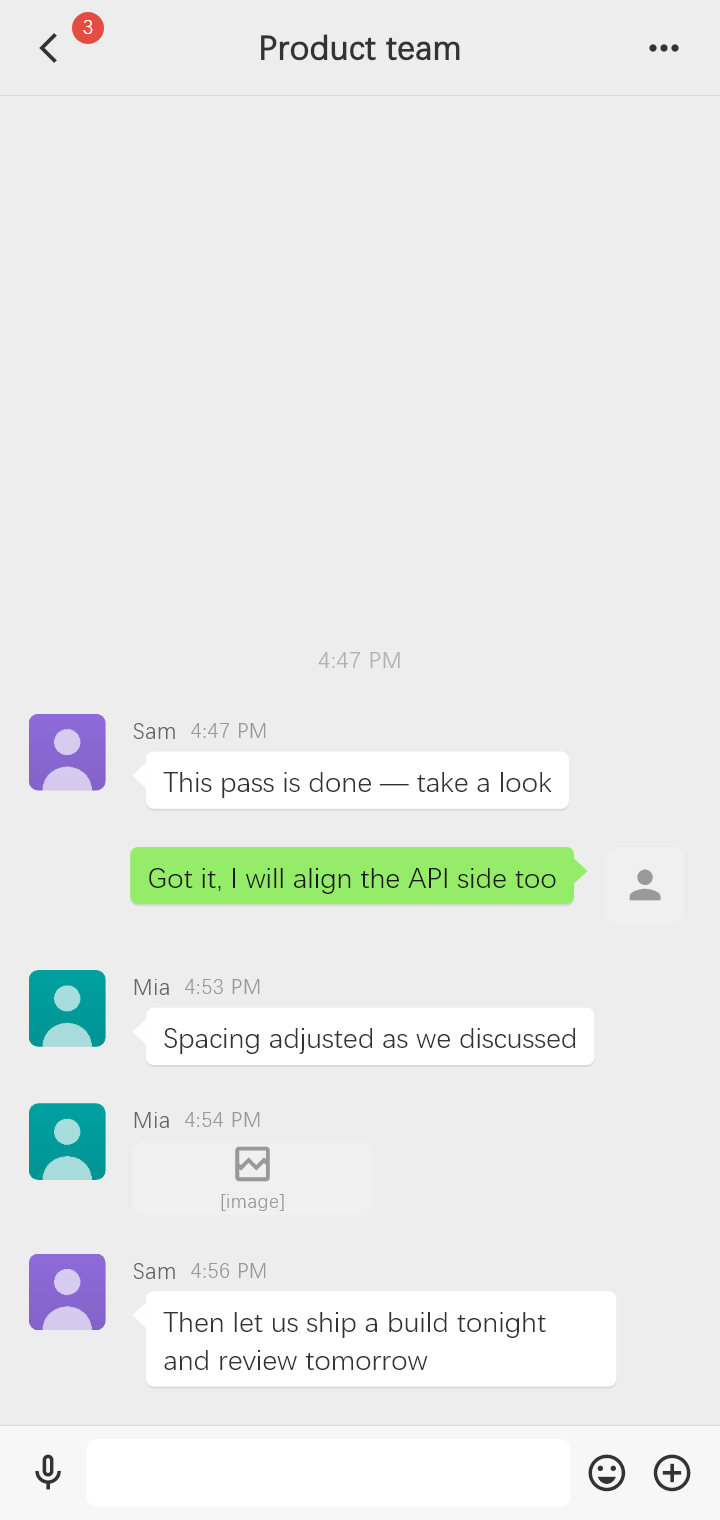 Gracelink chat: text and image messages in a group